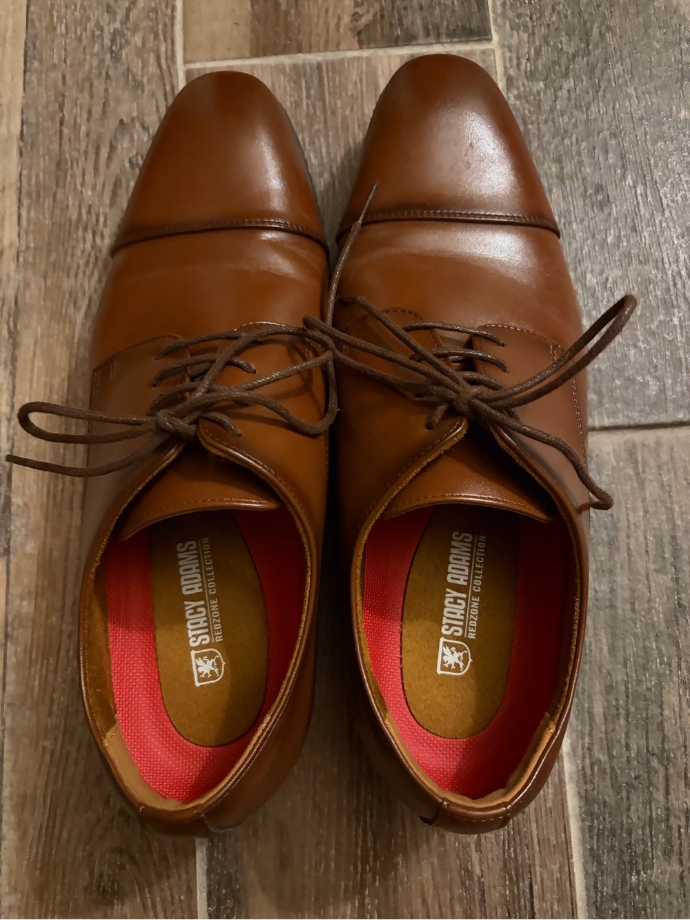 Stacy Adams Cognac Brown Leather Cap-Toe Lace-Up Oxfords